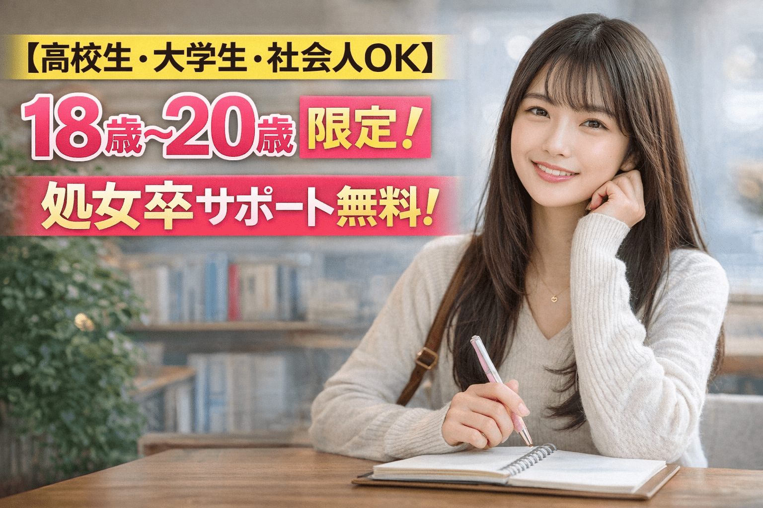 【高校生・大学生・社会人OK】18歳〜20歳限定！処女卒サポート無料！